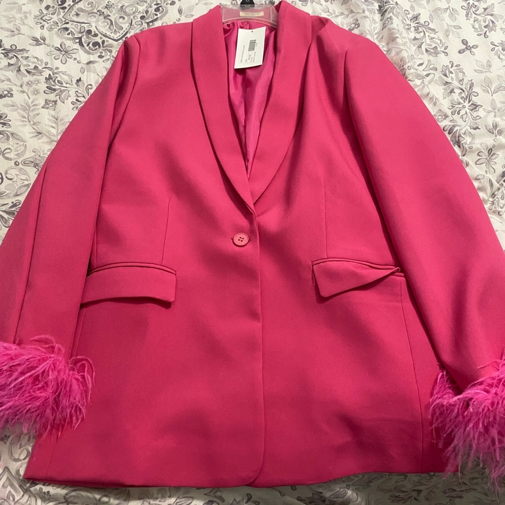 Feather Trimmed Blazer